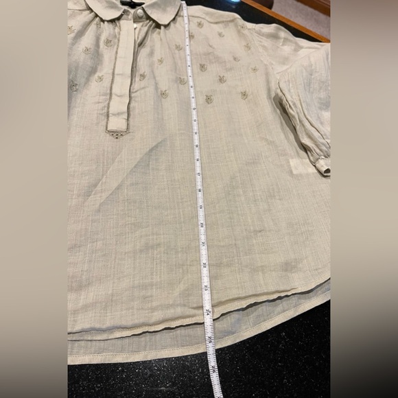 rag & bone Robin Embroidered Button Front Blouse Relaxed Natural Color SZ.Sm NWT - Picture 13 of 16